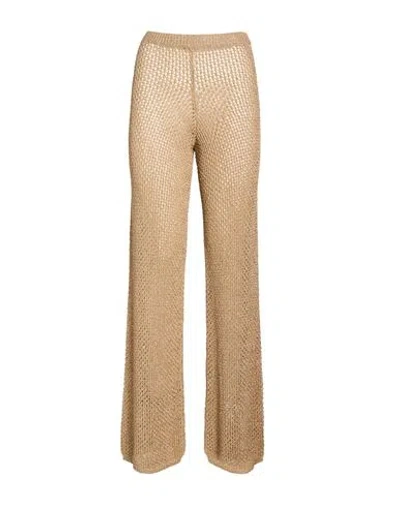 Vicolo Woman Pants Gold Size Onesize Viscose, Metal Fiber