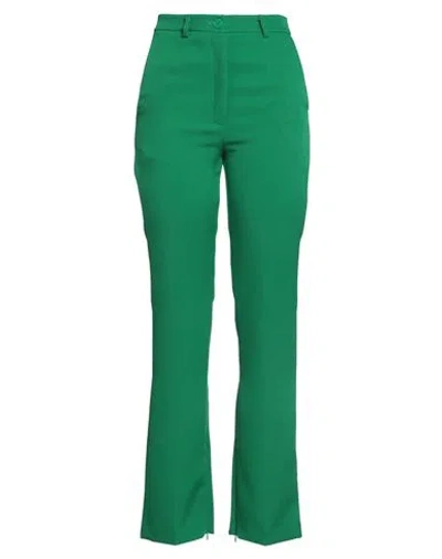 Vicolo Woman Pants Green Size L Polyester, Elastane