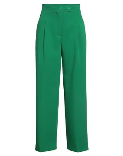 Vicolo Woman Pants Green Size S Polyester, Elastane, Acetate, Viscose