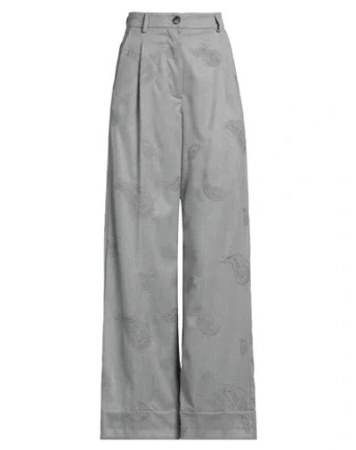 Vicolo Woman Pants Grey Size L Polyester, Viscose, Elastane