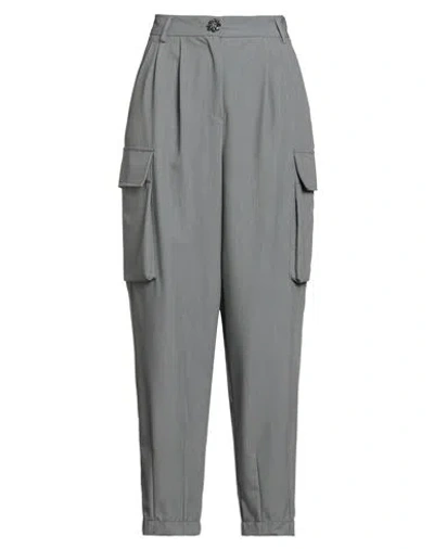 Vicolo Woman Pants Grey Size L Polyester, Viscose, Elastane In Gray