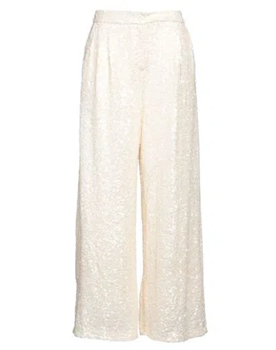Vicolo Woman Pants Ivory Size L Polyester, Elastane