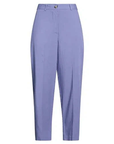 Vicolo Woman Pants Ivory Size M Viscose, Linen In Blue