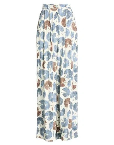 Vicolo Woman Pants Ivory Size S Viscose In Blue