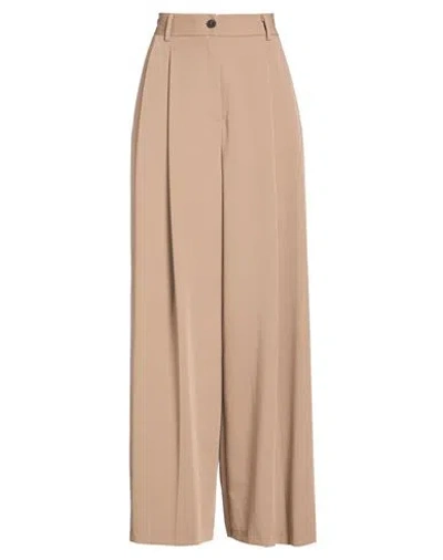 Vicolo Woman Pants Khaki Size M Polyester, Viscose, Elastane In Gold