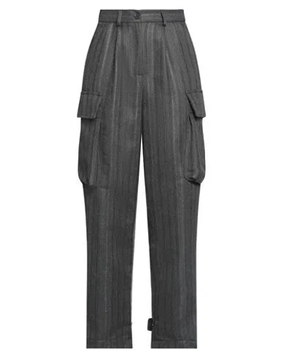 Vicolo Woman Pants Lead Size M Polyester, Viscose, Elastane In Grey