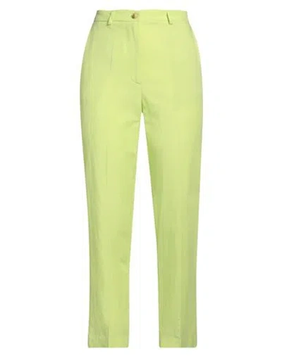Vicolo Woman Pants Lime Green Size S Viscose, Linen