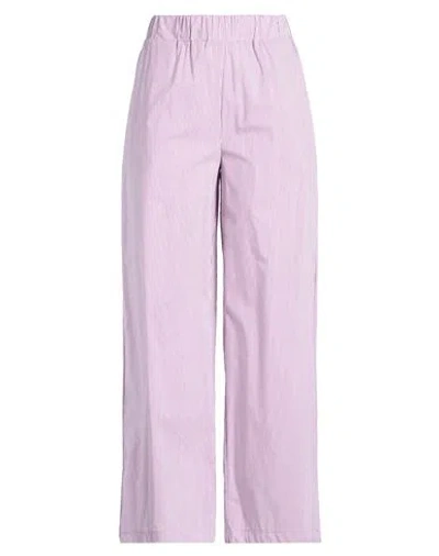 Vicolo Woman Pants Mauve Size M Cotton, Polyamide, Elastane In Purple