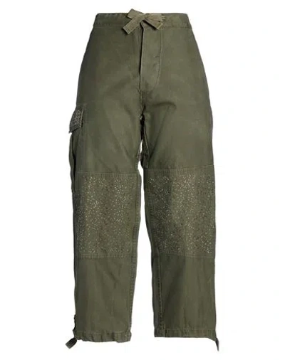 Vicolo Woman Pants Military Green Size M Cotton