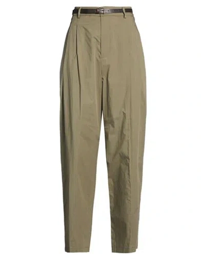 Vicolo Woman Pants Military Green Size M Cotton