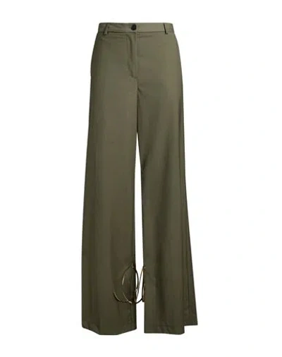 Vicolo Woman Pants Military Green Size M Polyester, Viscose, Elastane