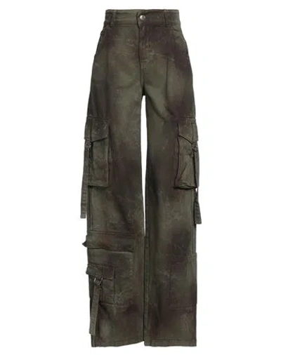 Vicolo Woman Pants Military Green Size S Cotton