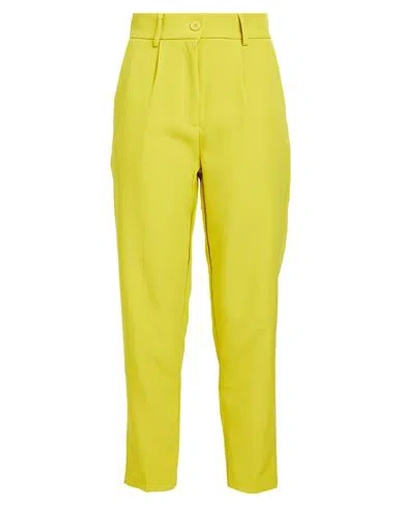 Vicolo Woman Pants Mustard Size S Polyester, Elastane In Yellow