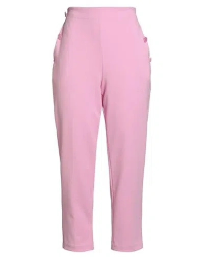 Vicolo Woman Pants Pink Size L Polyester, Elastane