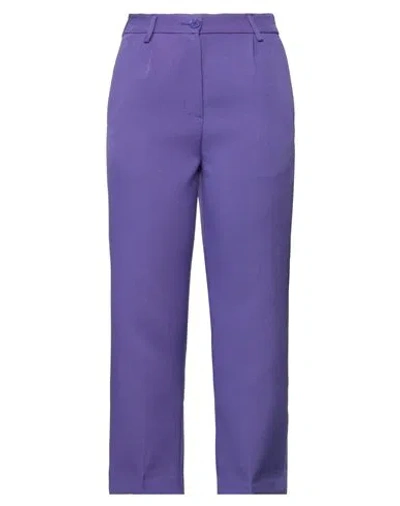 Vicolo Woman Pants Purple Size M Acetate, Viscose