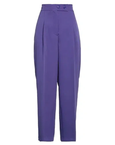 Vicolo Woman Pants Purple Size Xs Polyester, Elastane, Acetate, Viscose