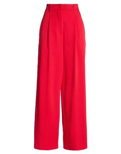 Vicolo Woman Pants Red Size M Polyester, Viscose, Elastane