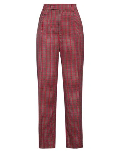 Vicolo Woman Pants Red Size M Polyester, Viscose, Elastane