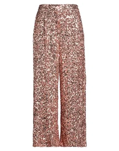 Vicolo Woman Pants Rose Gold Size M Polyester, Elastane In Brown