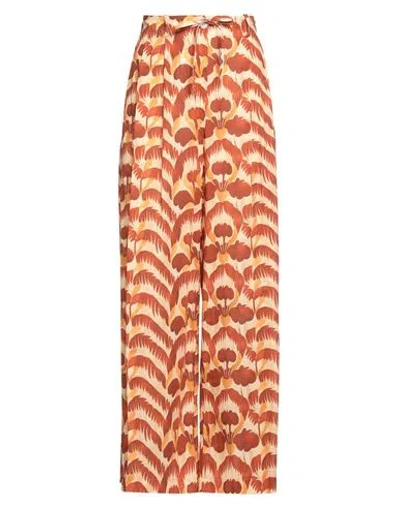 Vicolo Woman Pants Rust Size L Cotton In Orange