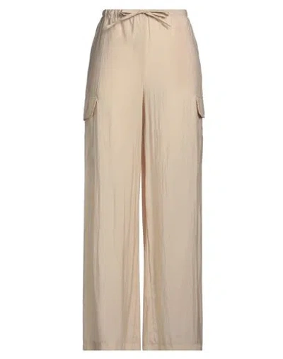 Vicolo Woman Pants Sand Size L Lyocell, Polyester In Beige