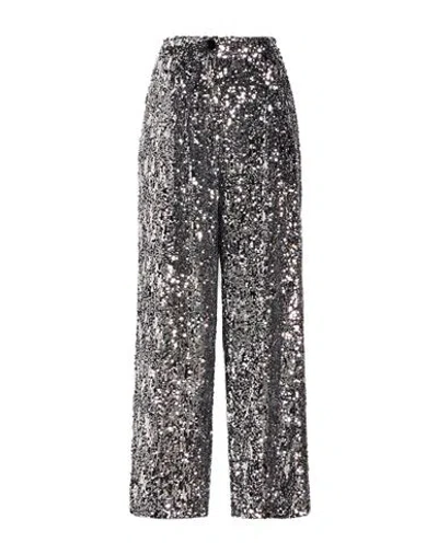 Vicolo Woman Pants Silver Size S Polyester In Gray
