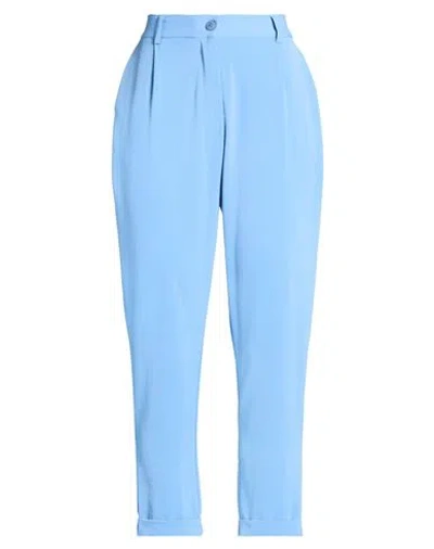 Vicolo Woman Pants Sky Blue Size L Polyester