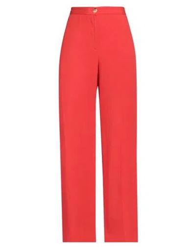 Vicolo Woman Pants Tomato Red Size L Viscose, Linen