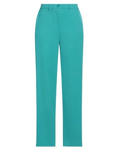 Vicolo Woman Pants Turquoise Size L Polyester, Elastane In Blue