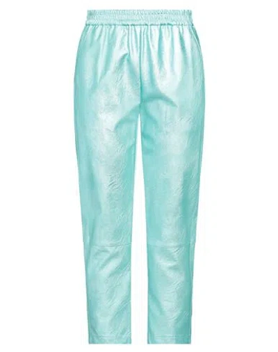 Vicolo Woman Pants Turquoise Size S Polyurethane, Viscose In Blue