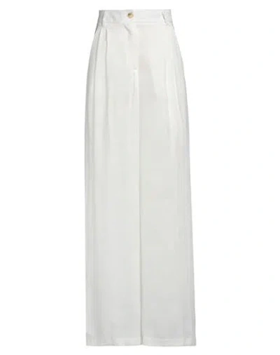 Vicolo Woman Pants White Size S Linen