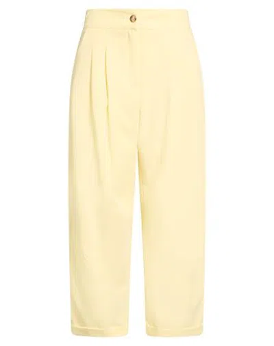 Vicolo Woman Pants Yellow Size S Polyester, Viscose, Elastane