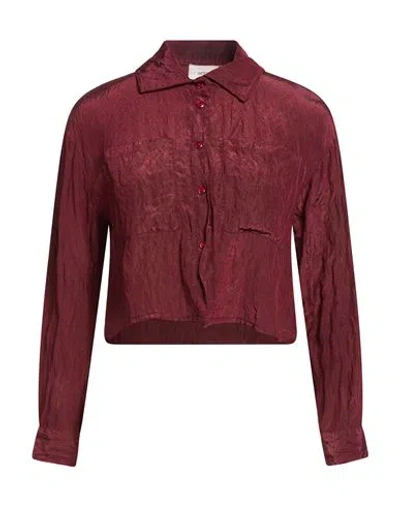 Vicolo Woman Shirt Brick Size M Viscose, Nylon In Burgundy