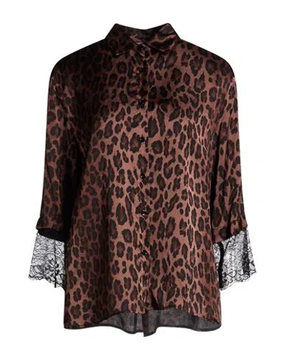 Vicolo Woman Shirt Brown Size M Viscose