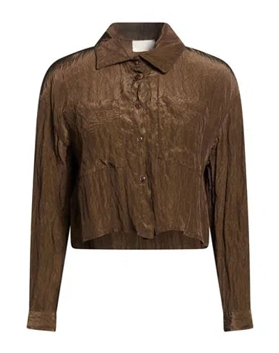 Vicolo Woman Shirt Brown Size M Viscose, Nylon
