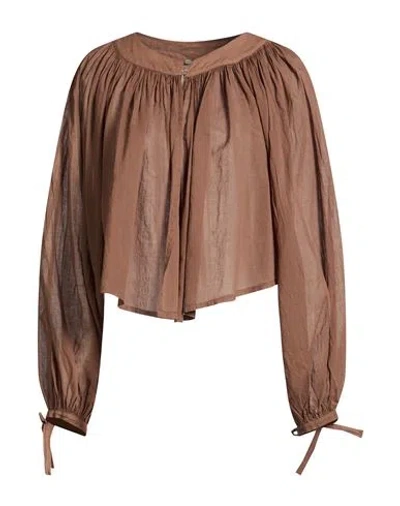 Vicolo Woman Shirt Brown Size S Cotton