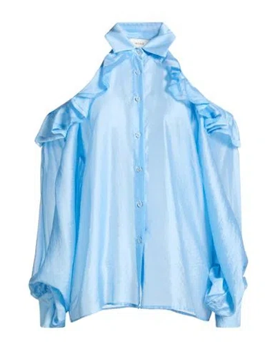 Vicolo Woman Shirt Sky Blue Size M Lyocell, Nylon