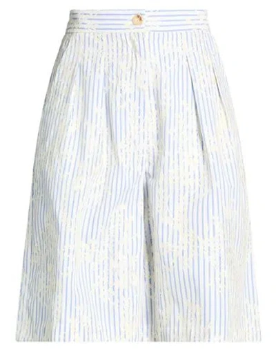 Vicolo Woman Shorts & Bermuda Shorts Blue Size M Cotton, Polyamide, Metallic Fiber, Polyurethane