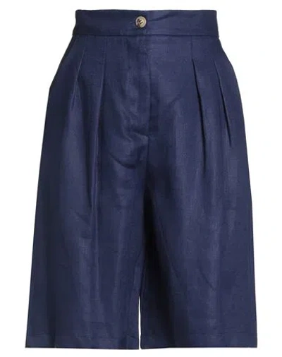 Vicolo Woman Shorts & Bermuda Shorts Blue Size S Linen