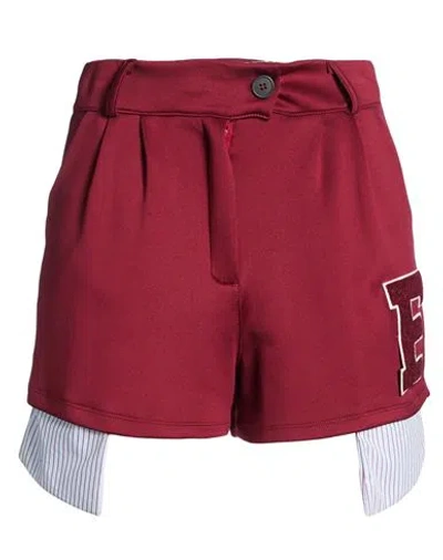 Vicolo Woman Shorts & Bermuda Shorts Burgundy Size M Viscose, Polyester, Elastane In Red