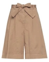 Vicolo Woman Shorts & Bermuda Shorts Camel Size M Cotton In Beige
