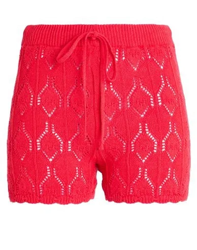 Vicolo Woman Shorts & Bermuda Shorts Coral Size Onesize Cotton, Acrylic In Red