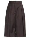 Vicolo Woman Shorts & Bermuda Shorts Dark Brown Size M Polyester, Viscose, Elastane