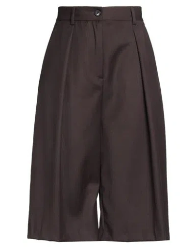 Vicolo Woman Shorts & Bermuda Shorts Dark Brown Size M Polyester, Viscose, Elastane