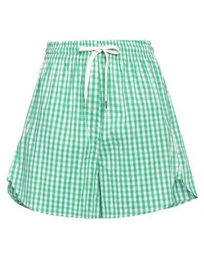 Vicolo Woman Shorts & Bermuda Shorts Green Size M Cotton, Polyamide, Elastane