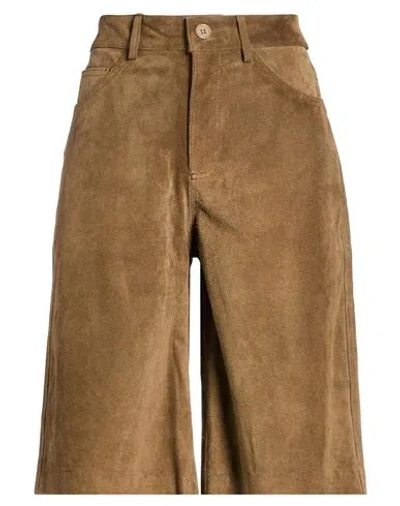 Vicolo Woman Shorts & Bermuda Shorts Khaki Size S Leather In Brown