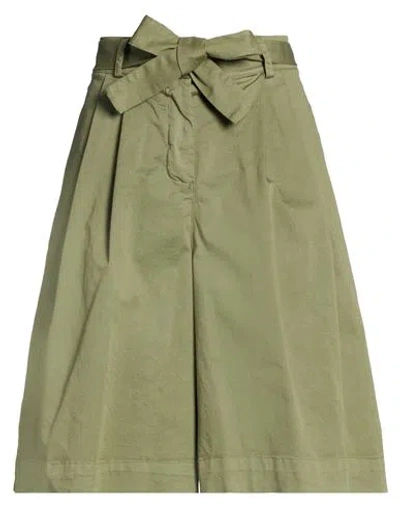 Vicolo Woman Shorts & Bermuda Shorts Military Green Size S Cotton
