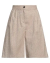 Vicolo Woman Shorts & Bermuda Shorts Sand Size L Polyester, Viscose, Elastane In Beige