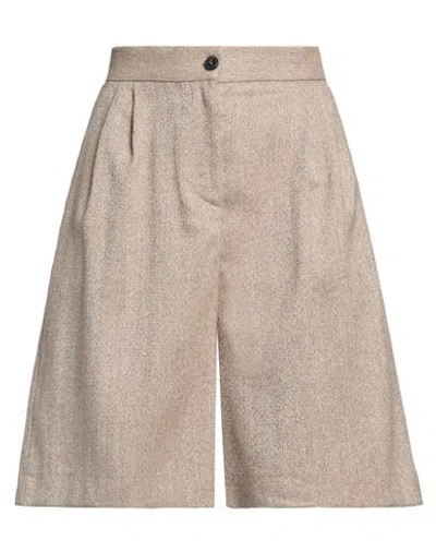 Vicolo Woman Shorts & Bermuda Shorts Sand Size L Polyester, Viscose, Elastane In Beige