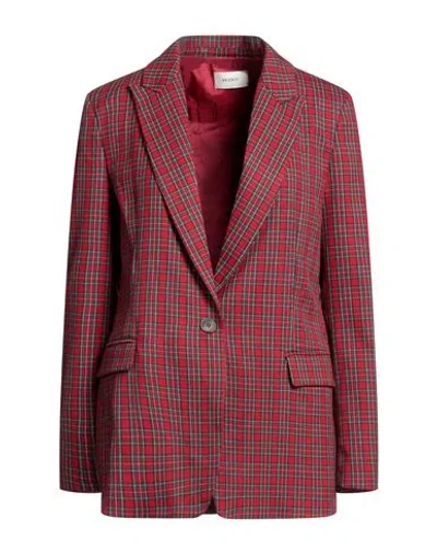 Vicolo Woman Suit Jacket Red Size S Polyester, Viscose, Elastane